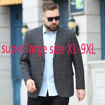 Новое Поступление, Супер Большое Высококачественное Мужское Весеннее Свободное Повседневное Клетчатое Модное Пальто, Блейзеры, Мужские Костюмы, Большие Размеры XL-6XL 7XL 8XL 9XL