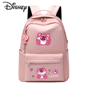 Новый женский рюкзак Disney Strawberry Bear, модная высококачественная студенческая школьная сумка для отдыха, рюкзак для путешествий большой емкости