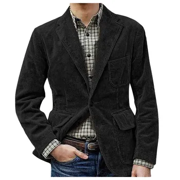 Новый модный мужской вельветовый приталенный костюм для отдыха, пиджак, высококачественные повседневные мужские блейзеры, куртка, пальто, мужская Одинарная пуговица