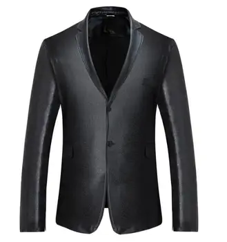 Новый мужской костюм однотонного цвета с длинным рукавом, однобортный Модный роскошный тонкий пиджак из гладкой ткани A83