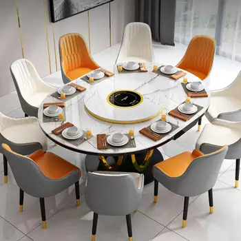 Обеденный Стол Индукционная Плита Кухонные Круглые Столы Вращающийся на 360 ° Поворотный Стол Роскошная Комбинация Mesas Кухонная Мебель GY50CZ