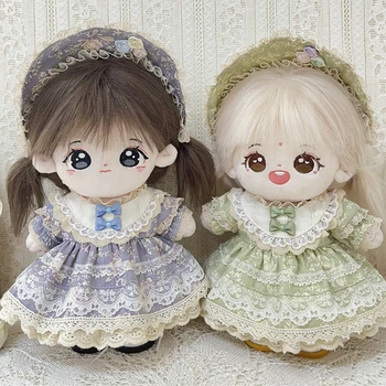 Ограниченное количество кукольной одежды ручной работы из 2 предметов 20 см, винтажное кружевное платье с цветочным узором, плюшевые игрушки для кукол, аксессуары для кукол, костюм для кукол
