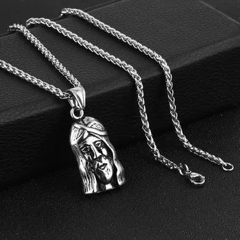 Ожерелья-цепочки с человеческим лицом из нержавеющей стали для мужчин, Подвеска в виде Иисуса, религиозные молитвенные украшения высокого качества MN90