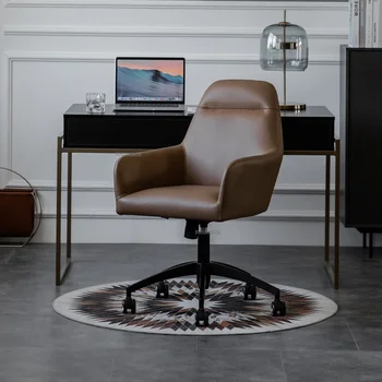 Офисные стулья из скандинавской кожи для офисного освещения, роскошное дизайнерское кресло для домашнего компьютера, подъем спинки, поворотное игровое кресло