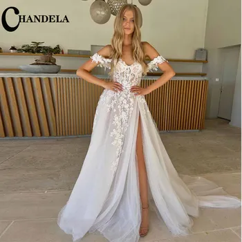 Очаровательные свадебные платья CHANDELA с высоким разрезом на плечах, милое свадебное платье Vestidos De Novia, персонализированное для женщин