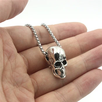 Панк 3D Скелет, Череп, ожерелье с подвеской в виде головы Для мужчин, подарок для лучшего друга с ювелирной цепочкой из нержавеющей стали XL72