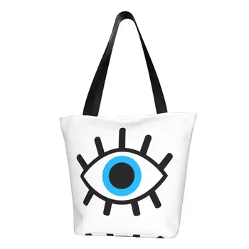 Переработка Волшебных глаз, хозяйственная сумка-талисман, холщовая сумка-тоут, прочный Черный Амулет от сглаза, сумки для покупок в стиле бохо
