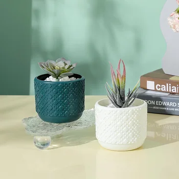 Пластиковая ваза, контейнер для сухих и влажных цветочных композиций, цветочное оформление в скандинавском стиле, ваза с имитацией глазури