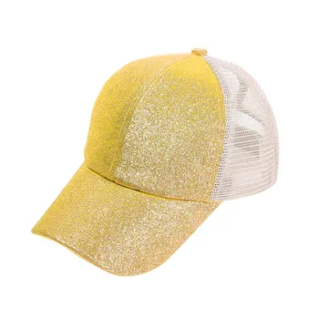 Повседневная бейсболка для женщин С регулируемыми блестками, сетчатые солнцезащитные кепки, Летняя шляпа для девочек С хвостом, Дышащие Полые шляпы Snapback