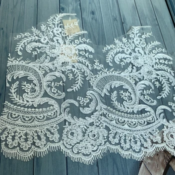 Полиэстер белого цвета Шириной 27 см, Вышитая Шнуровка, Кружевная отделка, Свадебная фата, продвижение кружева для шитья Свадебного платья, лучшая цена