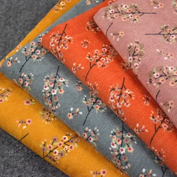 Полуметровая хлопчатобумажная вельветовая ткань с древним цветочным принтом в стиле ретро для брюк Чонсам, материал одежды для девочек T1486