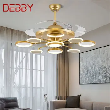 Потолочный вентилятор DEBBY Светильники с дистанционным управлением без лопасти Современный золотой светодиод для домашней столовой ресторана