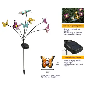 Практичная садовая бабочка в форме солнечного фонаря для газона Butterfly Light Хорошее Прочное украшение