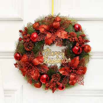 Рождественское украшение 35 см Рождественский венок имитация венка дверь подвесное окно реквизит фон Аксессуары для рождественской елки