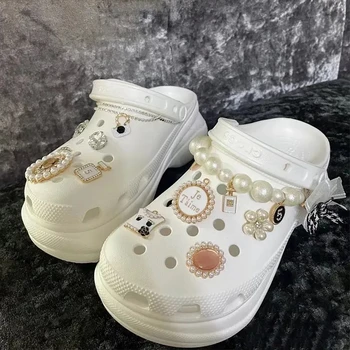 Роскошные модные брелоки для обуви со стразами, маленькие ароматные брелоки в виде крокодила, элегантная садовая пряжка для обуви высокого качества для девочек и малышей