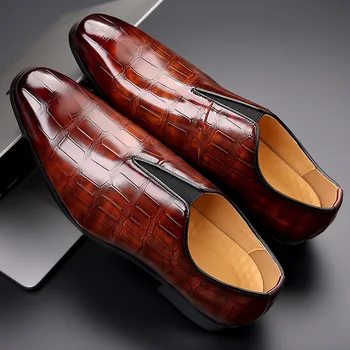 Роскошные мужские кожаные туфли-слипоны для деловых людей на плоской подошве, классические мужские модельные туфли, кожаные итальянские официальные туфли-оксфорды