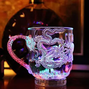 Светодиодная мигающая подсветка с изменением цвета, активируемая водой, освещает пиво Dragon, кружку для виски, коктейль, свадьбу на Хэллоуин, привлекательную светодиодную вспышку
