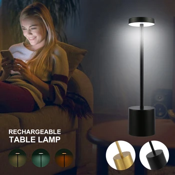Светодиодные Беспроводные настольные лампы USB-аккумуляторная лампа с батарейным питанием, 2-Уровневая Светодиодная сенсорная прикроватная лампа с регулируемой яркостью, Портативная Металлическая Ночная лампа