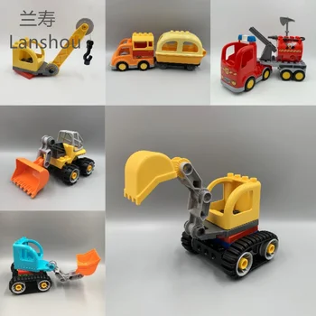 Сделай сам автомобиль, строительные блоки большого размера, игрушечный городской автомобиль, пожарная машина, автокран, Инженерный набор, модельные кирпичи, детские развивающие игрушки