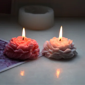 Силиконовая форма для свечей 3D Пион Ароматерапевтический пластырь Мыло из эпоксидной смолы ручной работы Поделки для дома Принадлежности для изготовления свечей