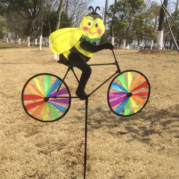 Симпатичное 3D животное на велосипеде, Ветряная мельница, Вихрь, Садовая лужайка, Декор двора, Ветряная вертушка