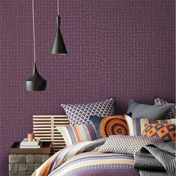 Скандинавская нетканая ткань с однотонным рисунком, Льняные вставки, несамоклеящиеся обои для гостиной, спальни, светло-серые, бежево-фиолетовые обои
