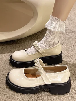 Туфли в стиле Лолиты Для Японских Девушек На платформе, Черные туфли на высоком каблуке, Модные Женские Туфли Мэри Джейн С Круглым носком Из Лакированной Искусственной Кожи, Студенческая Обувь Для косплея
