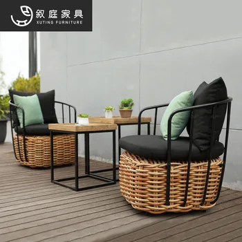 Уличный стол, стул, вилла, внутренний двор, сад, стол, стул, терраса для отдыха, сочетание ротанга и стула