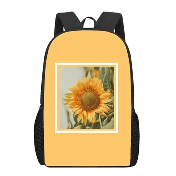 Школьная сумка с желтым принтом подсолнуха и цветочных растений, 16-дюймовый рюкзак в стиле Ins для мальчиков-подростков, сумки для книг для мальчиков из детского сада, рюкзаки