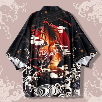 Японское Кимоно Кардиган Мужчины Юката Харакудзу Азиатская Японская одежда Костюм самурая Аниме Кимоно Уличная одежда Хаори Мужчины FF3538