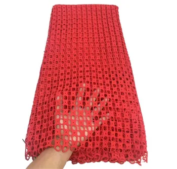 красная кружевная ткань 2020 высококачественное кружево гипюровый шнур кружевная ткань новейшее африканское водорастворимое кружево нигерийская кружевная ткань 5 ярдов