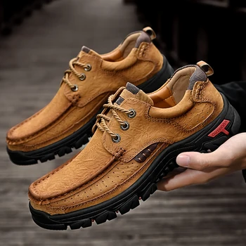 повседневная кожаная обувь для мужчин, плюс обувь, весенне-летняя мужская ленивая корейская версия уличной походной обуви Set foot 464748